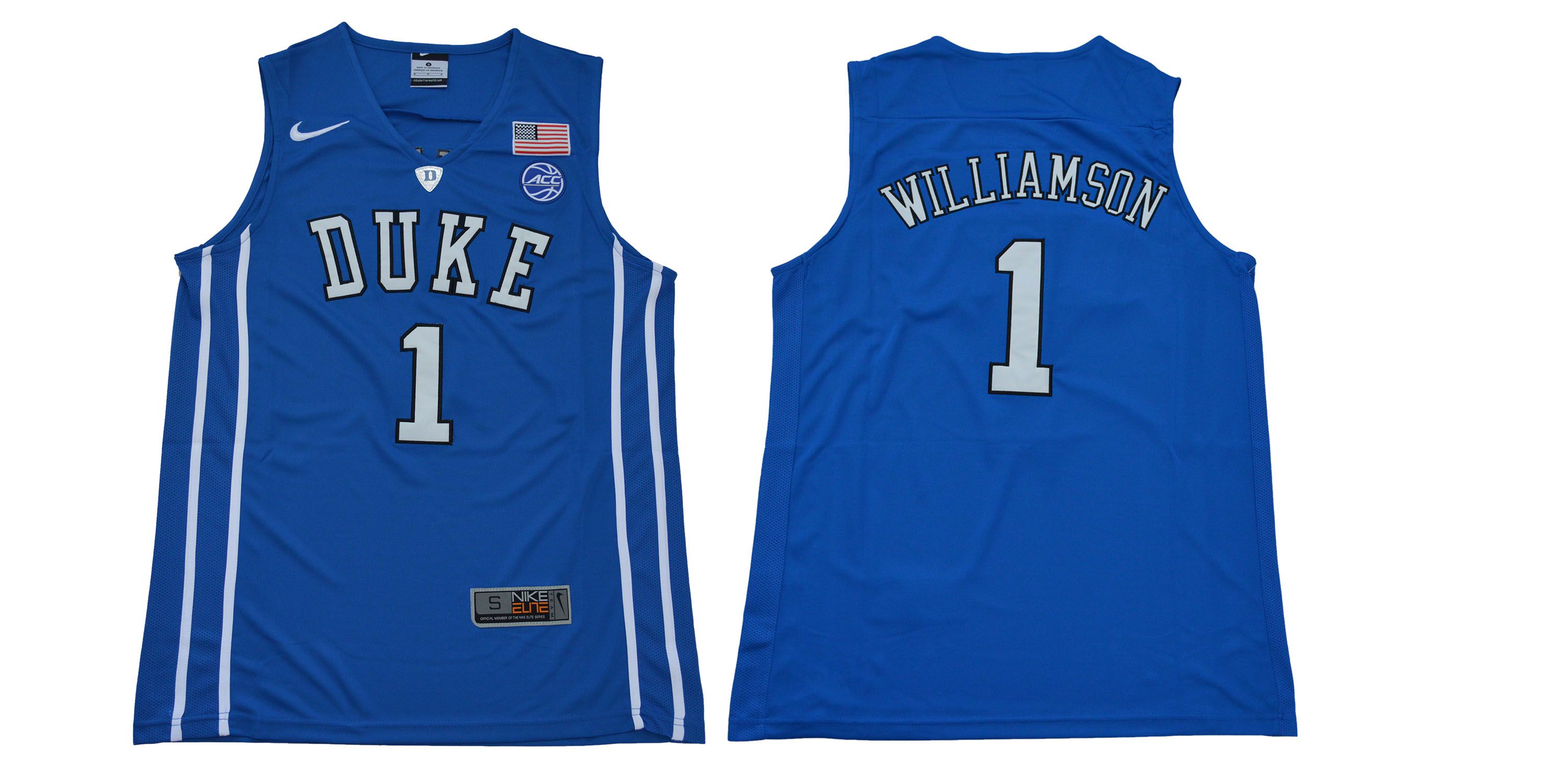 Men Duke Blue Devils #1 Williamson Blue NBA NCAA Jerseys